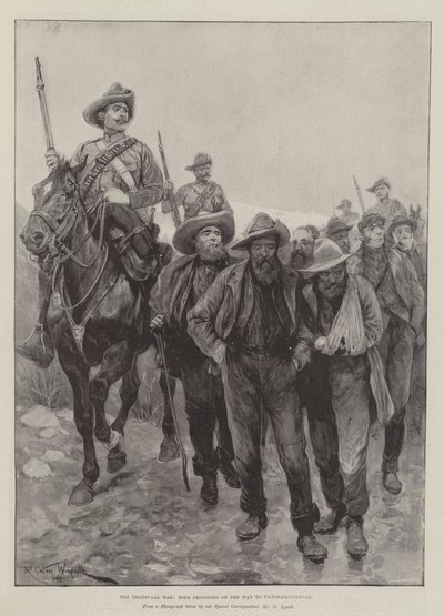 La guerre du Transvaal, prisonniers boers en route vers Pietermaritzburg - Richard Caton Woodville junior